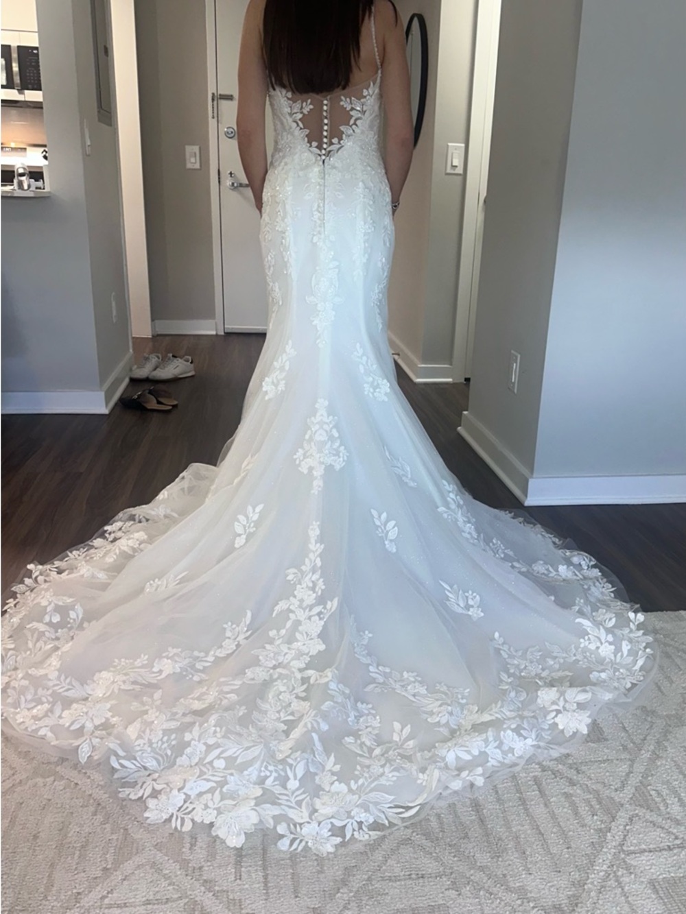 Cielo White Lace Appliqué Mermaid Bridal Gown